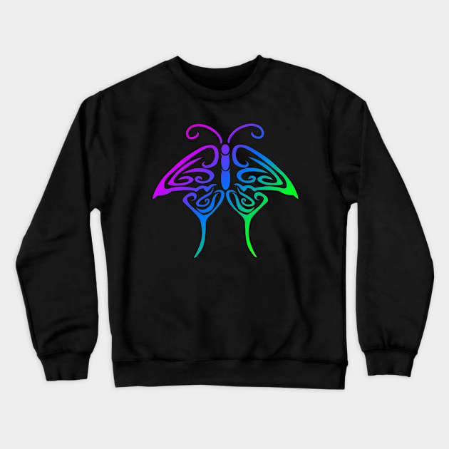 Rainbow Butterfly Tribal Tattoo Crewneck Sweatshirt by BiscuitSnack